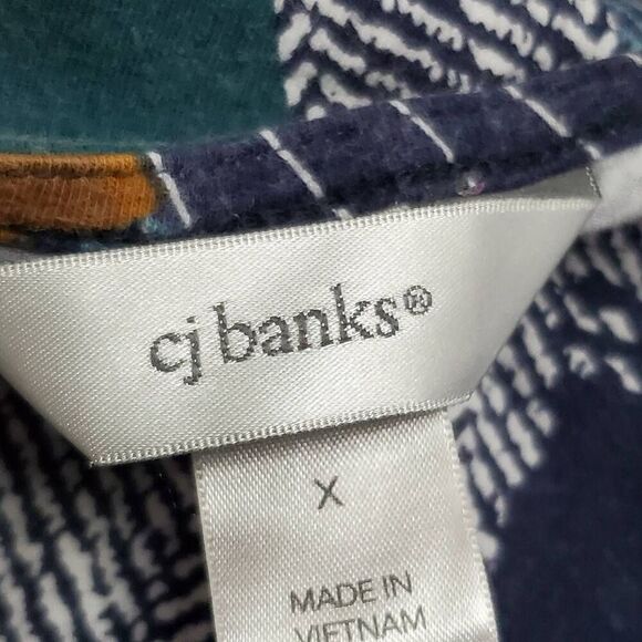 CJ Banks X (14) Plus 0x  Navy Print Blouse - Picture 6 of 8
